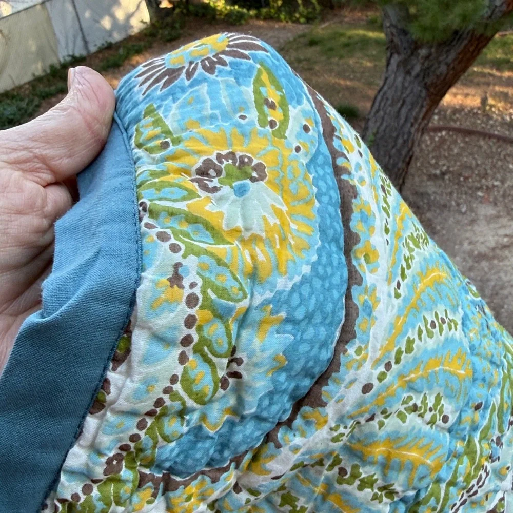 Pottery Barn Shams 2 set‎ Rosalie Paisley Euro covers  quilted greens turquoise